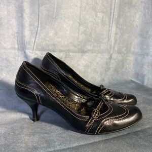 Zara Patent Leather Mary Jane kitten Heel Women Size 8 Y2K Acadamia Career